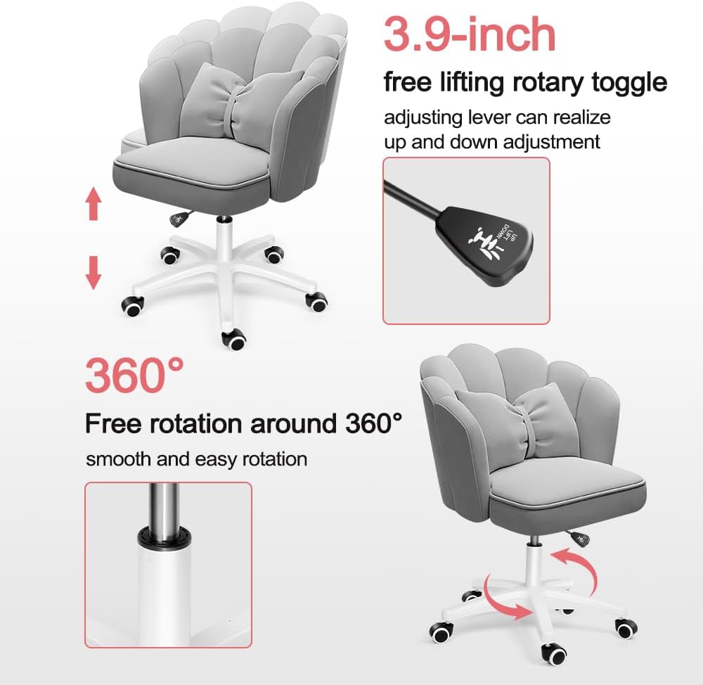Office Chair Cute Petal Desk Chair, Modern Fabric Home Butterfly Chairs Height Adjustable Chair Makeup Chairs Computer Chairs