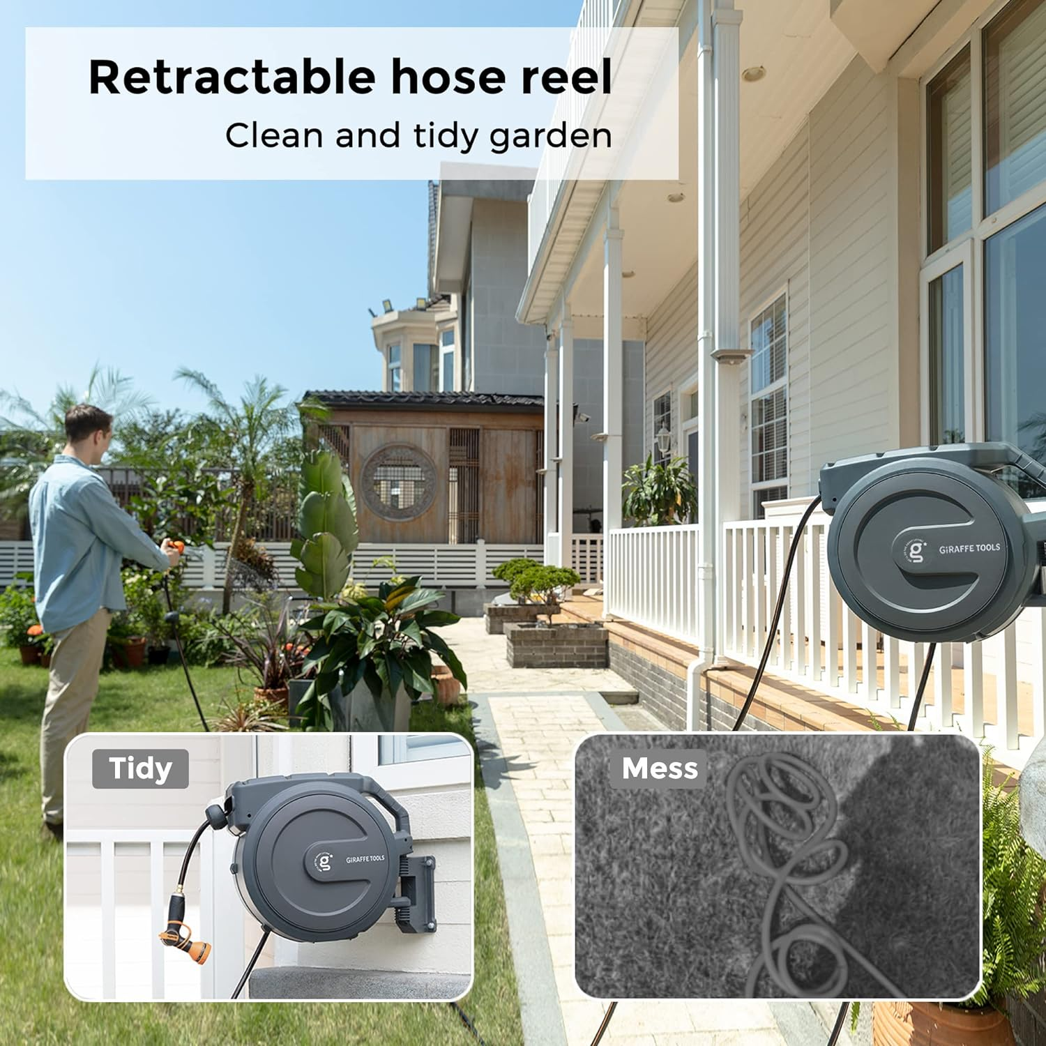 🔥[Clearance Sale]🔥Retractable Garden Hose Reel-5/8in-90ft