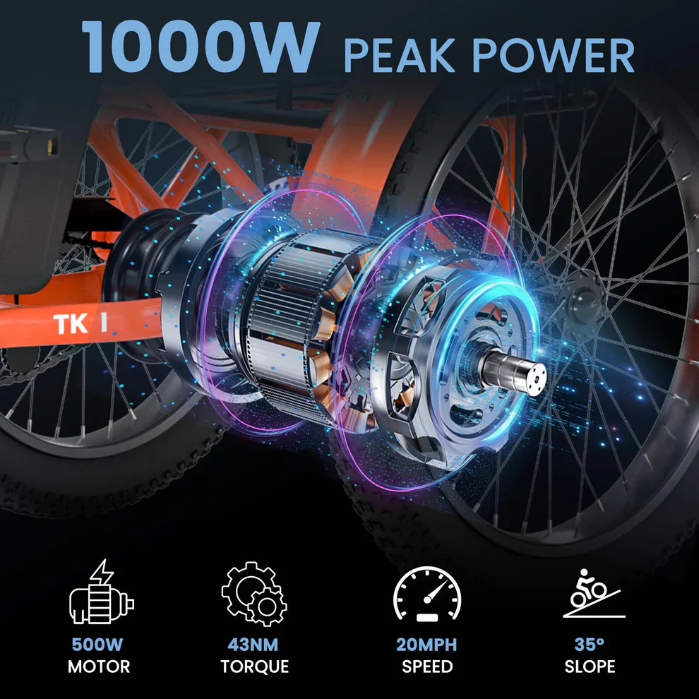 Electric Tricycle Equipped With a Powerful Hailong Plus 48V*15Ah Lithium Battery，Long Battery Life
