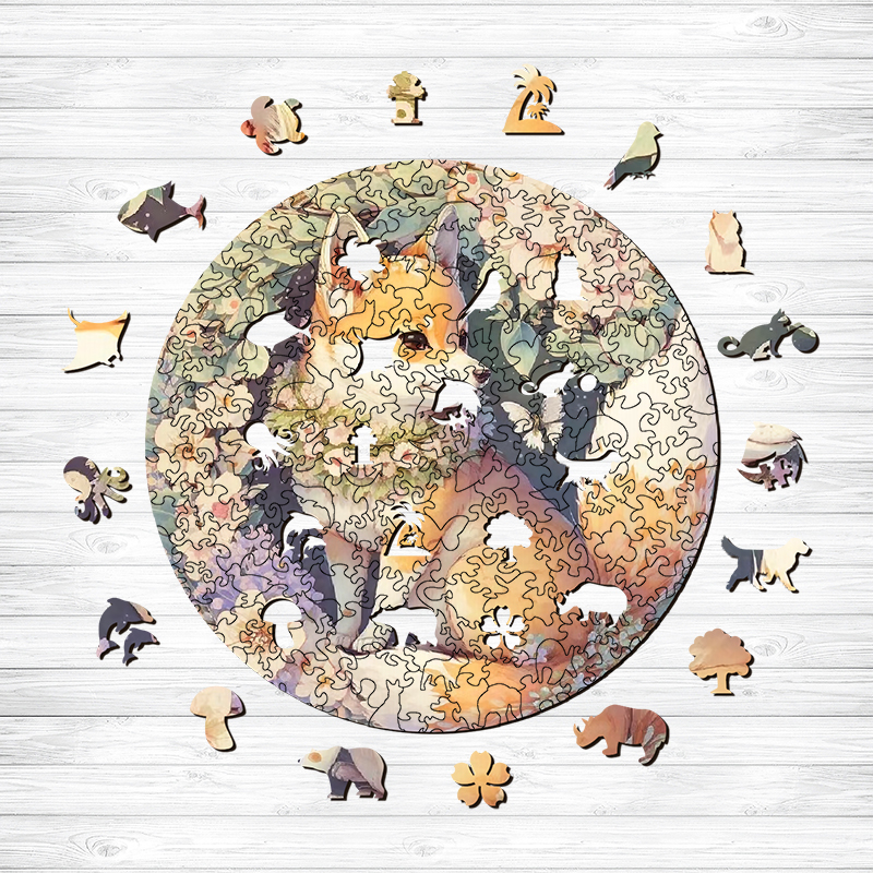 Blooming Fox Wooden Jigsaw Puzzle