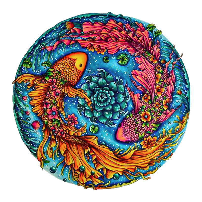 Yin Yang Koi Fish Wooden Jigsaw Puzzle