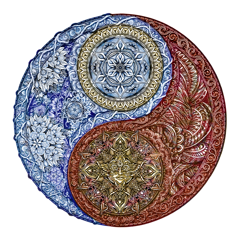 Yin Yang Tai Chi Mandala Wooden Jigsaw Puzzle
